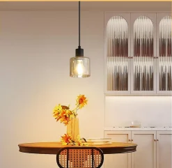 NETTLIFE Suspension table à manger lampe suspendue vintage suspension E27 suspension noire 1 ampoule rétro industriel