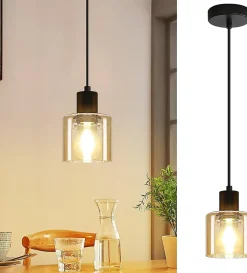 NETTLIFE Suspension table à manger lampe suspendue vintage suspension E27 suspension noire 1 ampoule rétro industriel