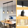 NETTLIFE Suspension table à manger lampe suspendue vintage 3 ampoules suspendues E27 métal noir rétro industriel