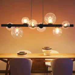 NETTLIFE Suspension table à manger lampe suspendue salon suspendu G9 suspension 8 ampoules verre moderne