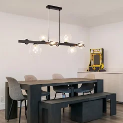 NETTLIFE Suspension table à manger lampe suspendue salon suspendu G9 suspension 8 ampoules verre moderne