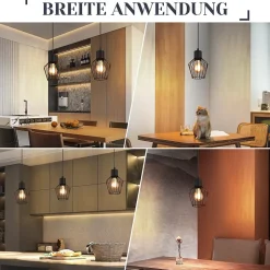 NETTLIFE Suspension table à manger suspension noire suspension E27 1 flamme métal