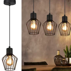 NETTLIFE Suspension table à manger suspension noire suspension E27 1 flamme métal