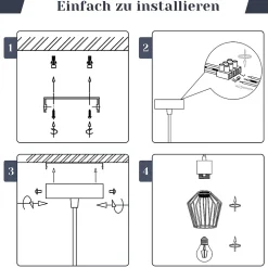 NETTLIFE Suspension table à manger suspension noire suspension E27 1 flamme métal
