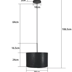 NETTLIFE Suspension Tissu Noir Or Diam.38CM E27 Moderne Ciel Étoilé Tissu Abat-Jour Vintage pour Salle à Manger Salon Chambre