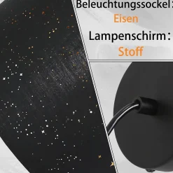 NETTLIFE Suspension Tissu Noir Or Diam.38CM E27 Moderne Ciel Étoilé Tissu Abat-Jour Vintage pour Salle à Manger Salon Chambre