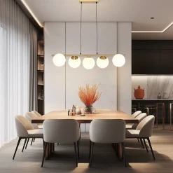 NETTLIFE Suspension verre doré diamètre 90 cm E27 moderne 150 cm hauteur réglable vintage