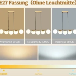 NETTLIFE Suspension verre doré diamètre 90 cm E27 moderne 150 cm hauteur réglable vintage