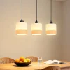 Nettlife Suspension vintage Lampe suspendue en tissu à 3 lumières, réglable en hauteur, rétro E27, blanc (Sans ampoules)