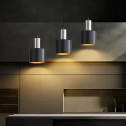 NETTLIFE Suspension Vintage E27 3 Ampoules Noir & Or pour Cuisine