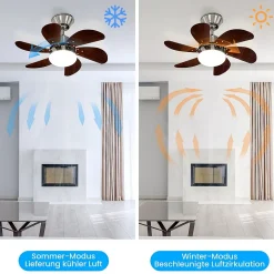 NETTLIFE Ventilateur de plafond avec éclairage, télécommande, silencieux, avec minuterie, 6 pales, pour chambre à coucher