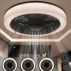 NETTLIFE Ventilateur plafond LED 39,5cm moderne silencieux télécommande minuterie 34W dimmable