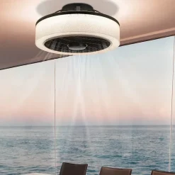 NETTLIFE Ventilateur plafond LED 39,5cm moderne silencieux télécommande minuterie 34W dimmable