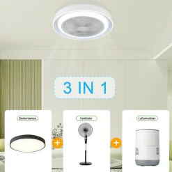NETTLIFE Ventilateur plafond LED éclairage télécommande - Lampe moderne silencieux dimmable 5 pales