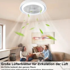 NETTLIFE Ventilateur plafond LED éclairage télécommande - Lampe moderne silencieux dimmable 5 pales