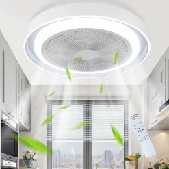 NETTLIFE Ventilateur plafond LED éclairage télécommande - Lampe moderne silencieux dimmable 5 pales
