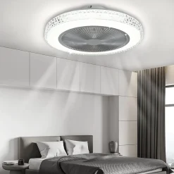 NETTLIFE Ventilateur plafond LED 48,5CM silencieux gradable timer crystal salon/chambre