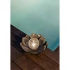Nénuphar solaire en métal gris- diffuseur en verre avec effet verre brisée- Diamètre 25cm- 7 Lumens- Eclairage extérieur Jardin