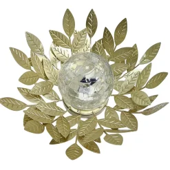 Nénuphar solaire en métal or- diffuseur en verre avec effet verre brisée- Diamètre 26cm- 7 Lumens- Eclairage extérieur Jardin