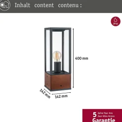 Objet lumineux Timba IP44 carré 400mm max. 60W 230V Bois E27 Bois