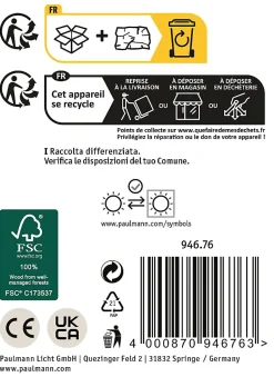 Objet lumineux Timba IP44 carré 600mm max. 60W 230V Bois E27 Bois