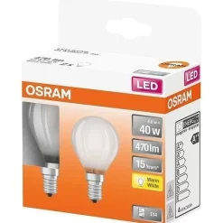 OSRAM - Boite de 2 LED sphér. verre dépolie 4W E14 470lm 2700K chaud