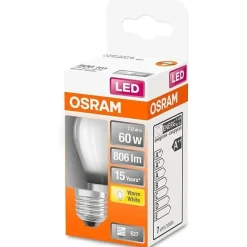OSRAM Ampoule LED Spherique verre depoli 7W60 E27 chaud