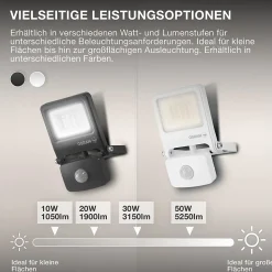 OSRAM Projecteur LED ENDURA FLOOD PC 10 W 4 000 K avec capteur gris