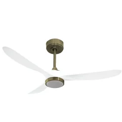 Ouray 2 de Klassfan - Ventilateur de plafond et destratificateur moteur DC Laiton avec Lumière pales bois blanc 25 à 40 m²