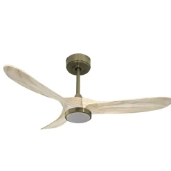 Ouray 2 de Klassfan - Ventilateur de plafond et destratificateur moteur DC Laiton avec Lumière pales bois clair 25 à 40 m²