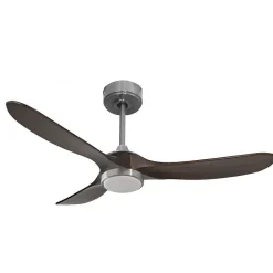 Ouray 2 de Klassfan - Ventilateur de plafond et destratificateur moteur DC Chrome avec Lumière pales bois foncé 25 à 40 m²