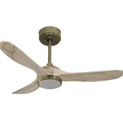 Ouray 2 de Klassfan - Ventilateur de plafond et destratificateur moteur DC Laiton avec Lumière pales bois clair 10 à 20 m²