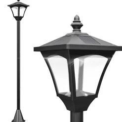 Outsunny Luminaire extérieur solaire lampadaire lanterne classique LED 10 Lm dim. 15L x 15l x 120H cm noir