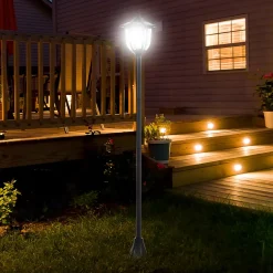 Outsunny Luminaire extérieur solaire lampadaire lanterne classique LED 60 Lm max. dim. 26L x 26l x 177H cm noir