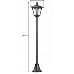 Outsunny Luminaire extérieur solaire lampadaire lanterne classique LED 40 Lm dim. 18L x 18l x 160H cm noir