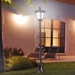 Outsunny Luminaire extérieur solaire lampadaire lanterne classique LED 40 Lm dim. 18L x 18l x 160H cm noir