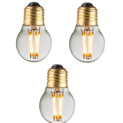 Pack 3 ampoules E27 LED filaments droits 4W verre clair