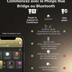 Pack 3 ampoules LED connecté Philips Hue Bluetooth A60 E27 880lm 9W 60W blanc chaud
