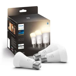 Pack 3 ampoules LED connecté Philips Hue Bluetooth A60 E27 880lm 9W 60W blanc chaud