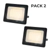 Pack de 2 Projecteur LED Extérieur IP65 Imperméable 100W 9500Lm 3000K Lumière Chaude pour Maison Garage Jardin Terrasse