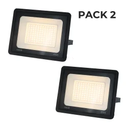 Pack de 2 Projecteur LED Extérieur IP65 Imperméable 100W 9500Lm 3000K Lumière Chaude pour Maison Garage Jardin Terrasse