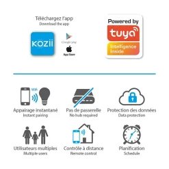 Pack de 2 Ampoules LED connectées KOZii, éclairage multi-blancs, E27 A60 Opaque 9W cons. Variation de luminosité