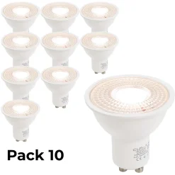 Pack de 10 Ampoules LED GU10 7W 45 SMD2835 665lm 220V 4000K Blanc Neutre Sans Scintillement