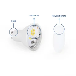 Pack de 10 Ampoules LED GU10 7W 770lm 4000K Blanc Neutre SMD2835 120 Sans Scintillement No Flicker 220V