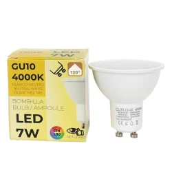 Pack de 10 Ampoules LED GU10 7W 770lm 4000K Blanc Neutre SMD2835 120 Sans Scintillement No Flicker 220V