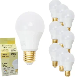 Pack de 10 Ampoules LED OSRAM Chips LED E27 A60 9W IRC90 900 Lumens Eyeconfort Sans Scintillement 4000K Blanc Neutre