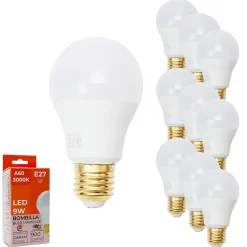 Pack de 10 Ampoules LED OSRAM Chips LED E27 A60 9W IRC90 900 Lumens Eyeconfort Sans Scintillement 3000K Blanc Chaud