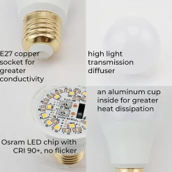 Pack de 10 Ampoules LED OSRAM Chips LED E27 A60 9W IRC90 900 Lumens Eyeconfort Sans Scintillement 6000K Blanc Froid