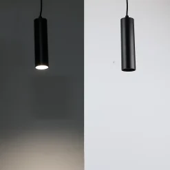 Pack de 2 Lampes Suspendues Modernes de Plafond en Aluminium Noir,en Forme de Tube 20cm, avec GU10