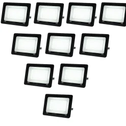 Pack de 10 Projecteurs LED Extérieur 150W Lumière Froide 6000K 15750lm IP65 Angle 120 Support Réglable Aluminium